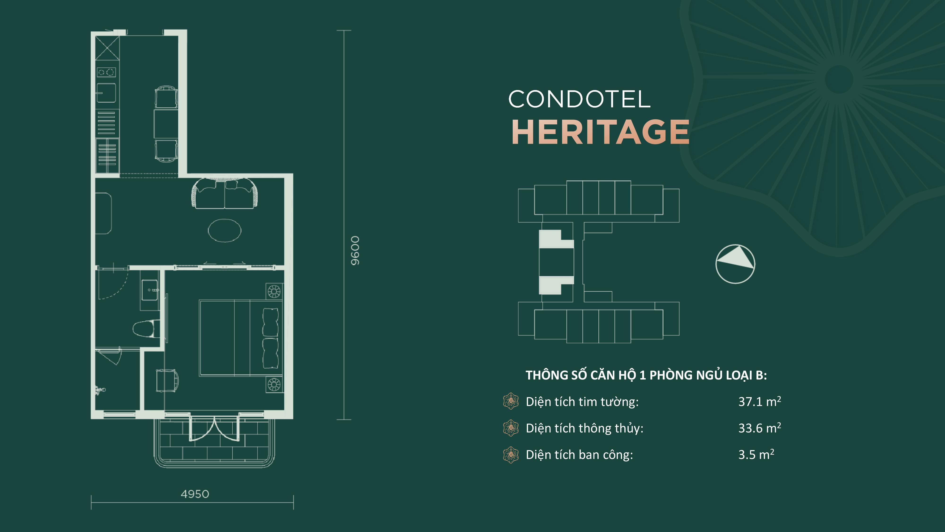 The Heritage 1 Phòng Ngủ Loại B The Heritage 1 Phòng Ngủ Loại B