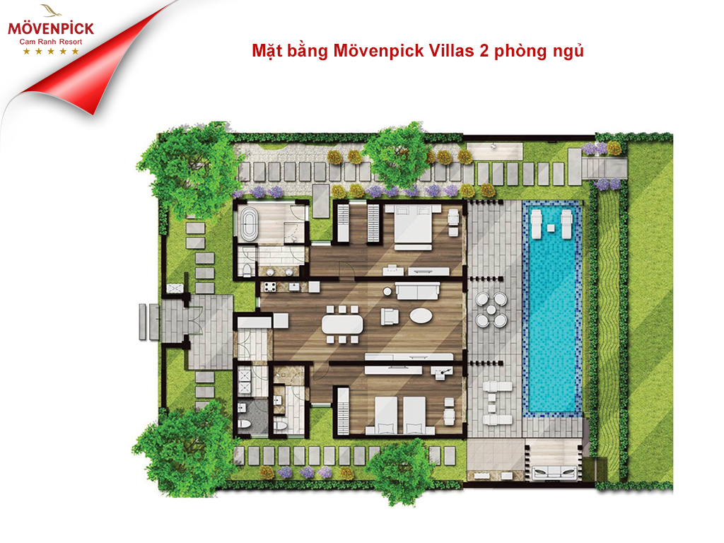 Mặt bằng Movenpick Villas 2 phòng ngủ