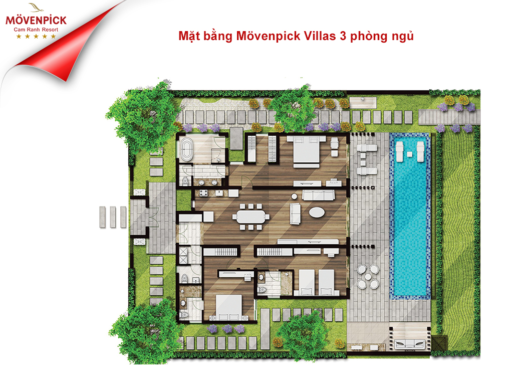 Mặt bằng Movenpick Villas 2 phòng ngủ