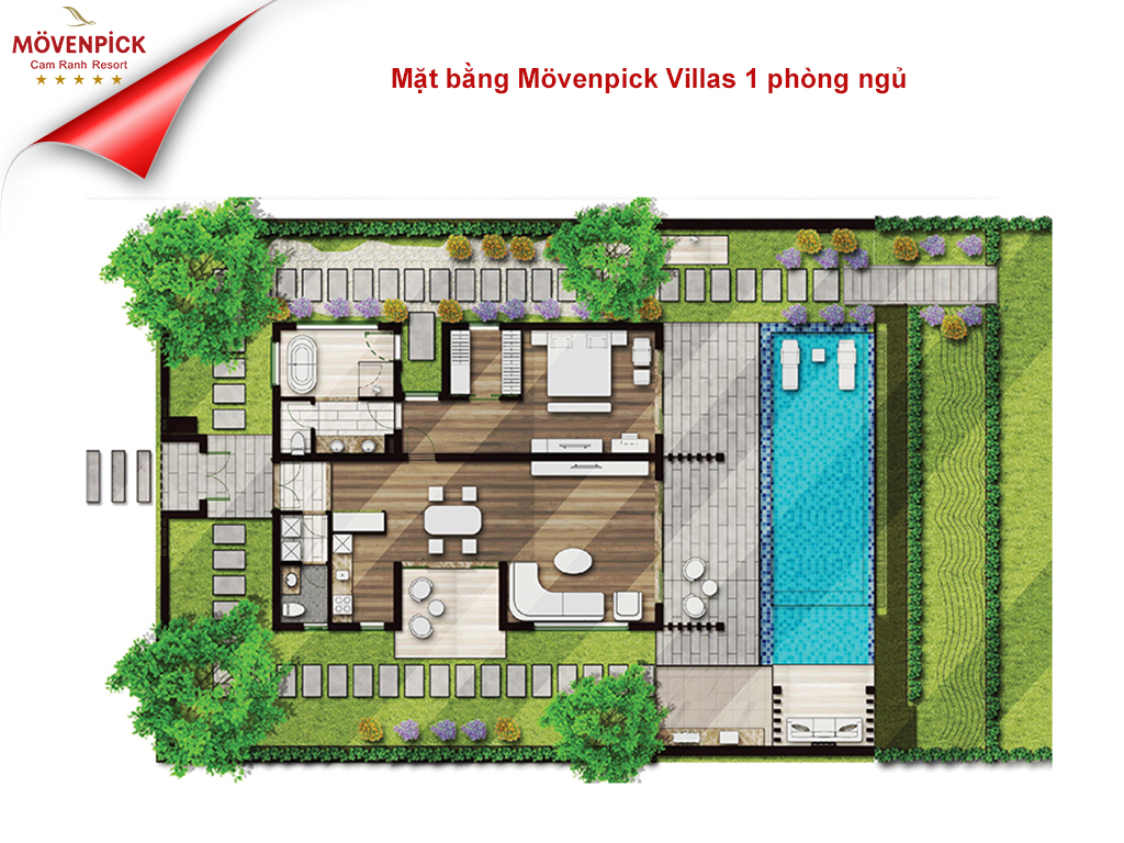 Mặt bằng Movenpick Villas 1 phòng ngủ